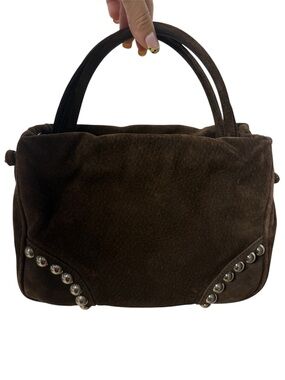 Vintage Sonia Rykiel Brown Suede Studded Handbag - Made in Italy